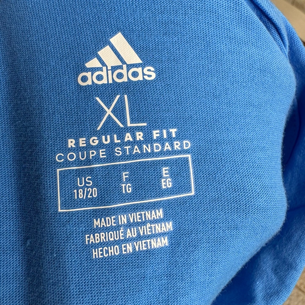 Adidas Boys Pullover Hoodie Long Sleeve Blue Camo‎ Logo Size XL 18 20 - Picture 4 of 5